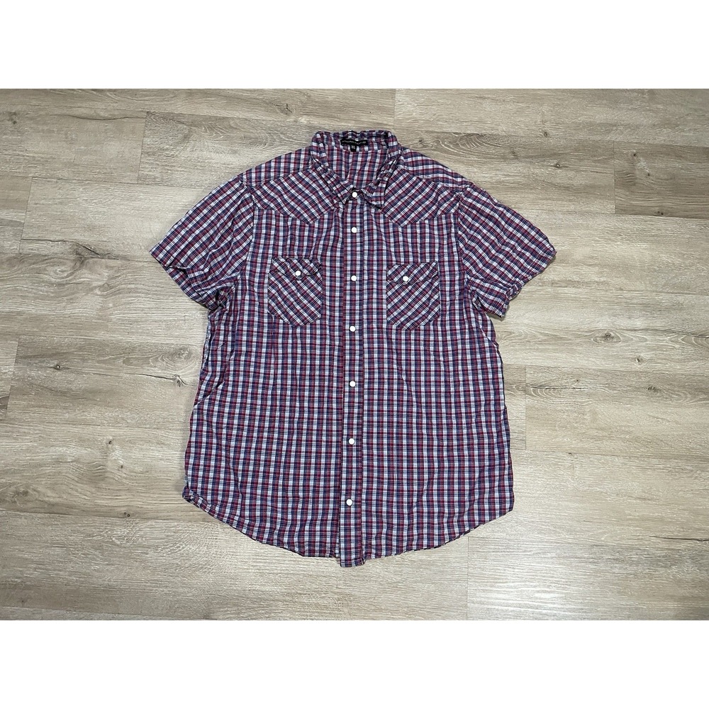WILLIAM RAST Men's XL Pearl Snap Plaid Shirt Justin Timberlake Short Sleeve
